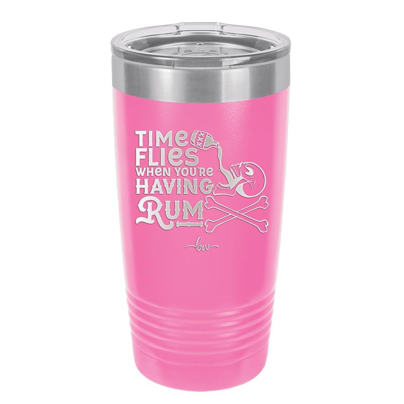 Time Flies When You're Having Rum 3 - Laser Engraved Stainless Steel Drinkware - 1424 -