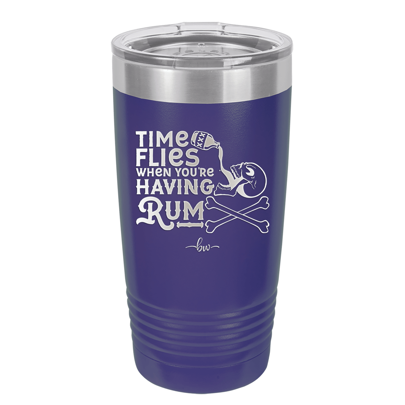 Time Flies When You're Having Rum 3 - Laser Engraved Stainless Steel Drinkware - 1424 -
