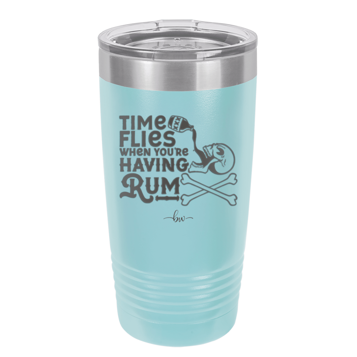 Time Flies When You're Having Rum 3 - Laser Engraved Stainless Steel Drinkware - 1424 -