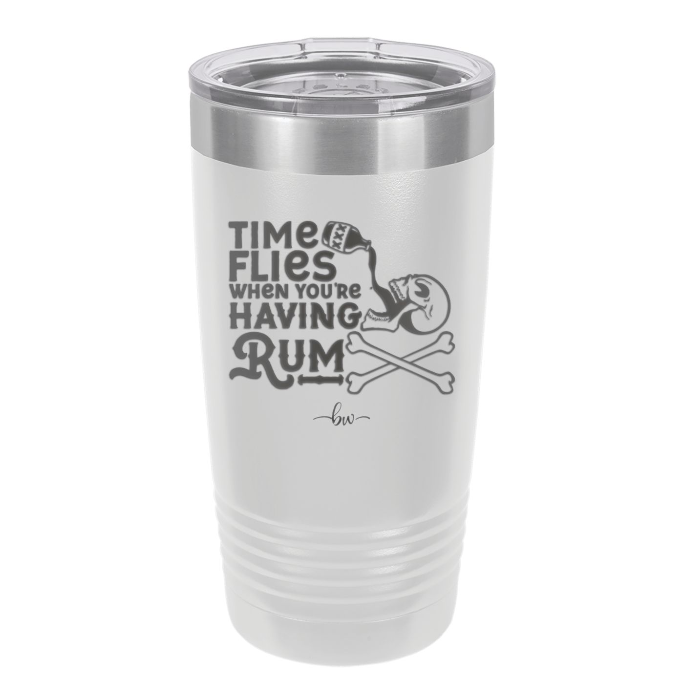 Time Flies When You're Having Rum 3 - Laser Engraved Stainless Steel Drinkware - 1424 -