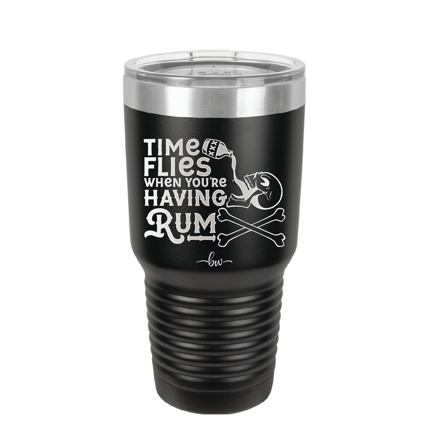 Time Flies When You're Having Rum 3 - Laser Engraved Stainless Steel Drinkware - 1424 -