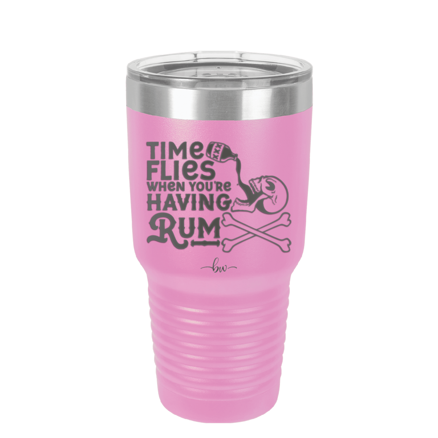 Time Flies When You're Having Rum 3 - Laser Engraved Stainless Steel Drinkware - 1424 -