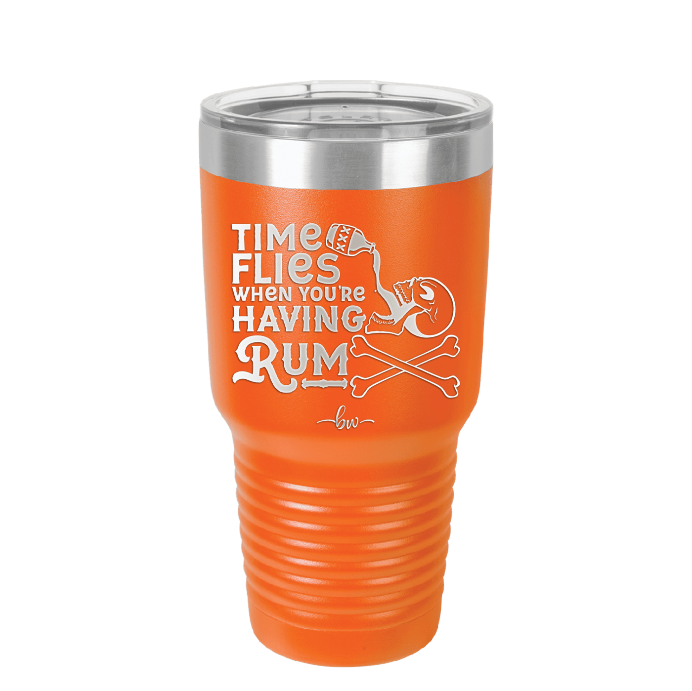 Time Flies When You're Having Rum 3 - Laser Engraved Stainless Steel Drinkware - 1424 -