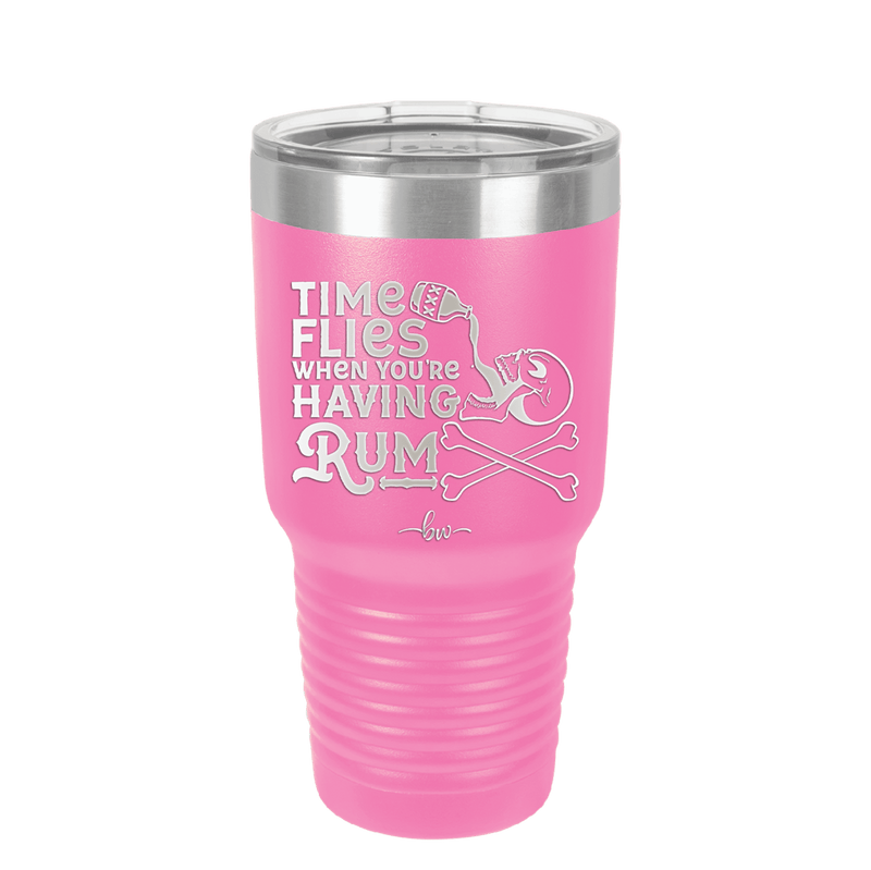 Time Flies When You're Having Rum 3 - Laser Engraved Stainless Steel Drinkware - 1424 -