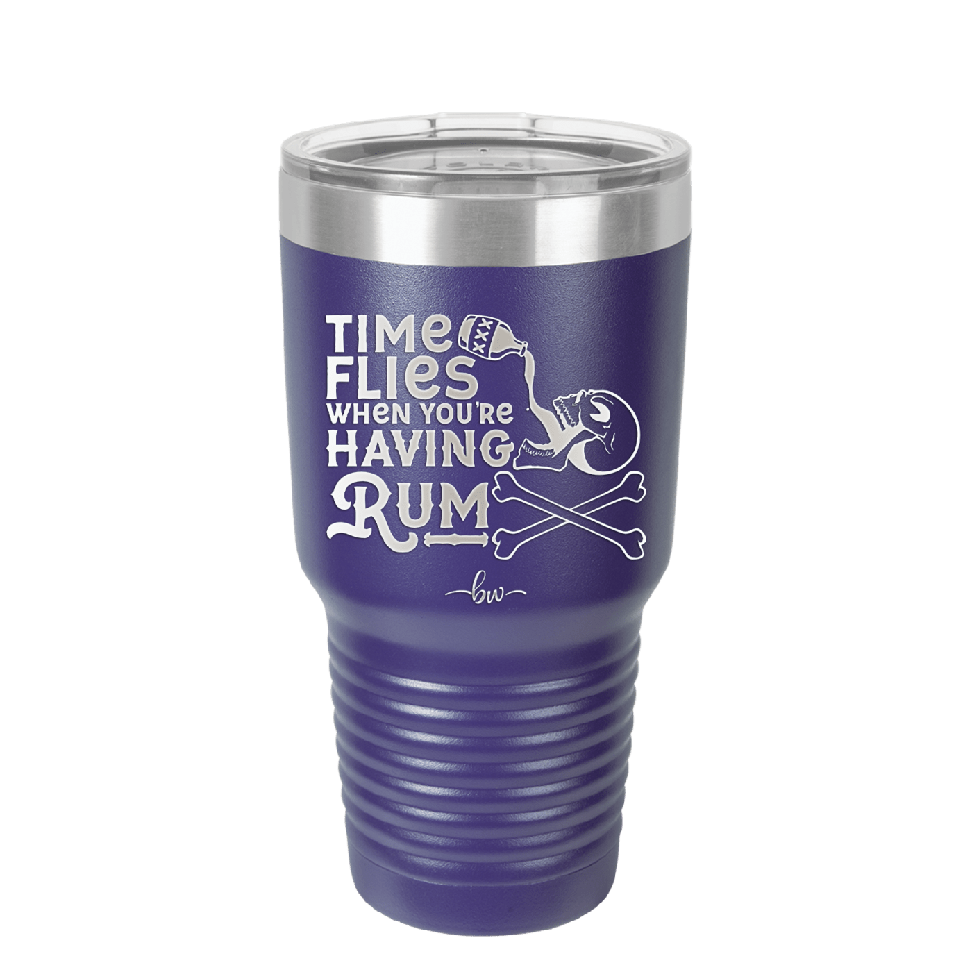 Time Flies When You're Having Rum 3 - Laser Engraved Stainless Steel Drinkware - 1424 -