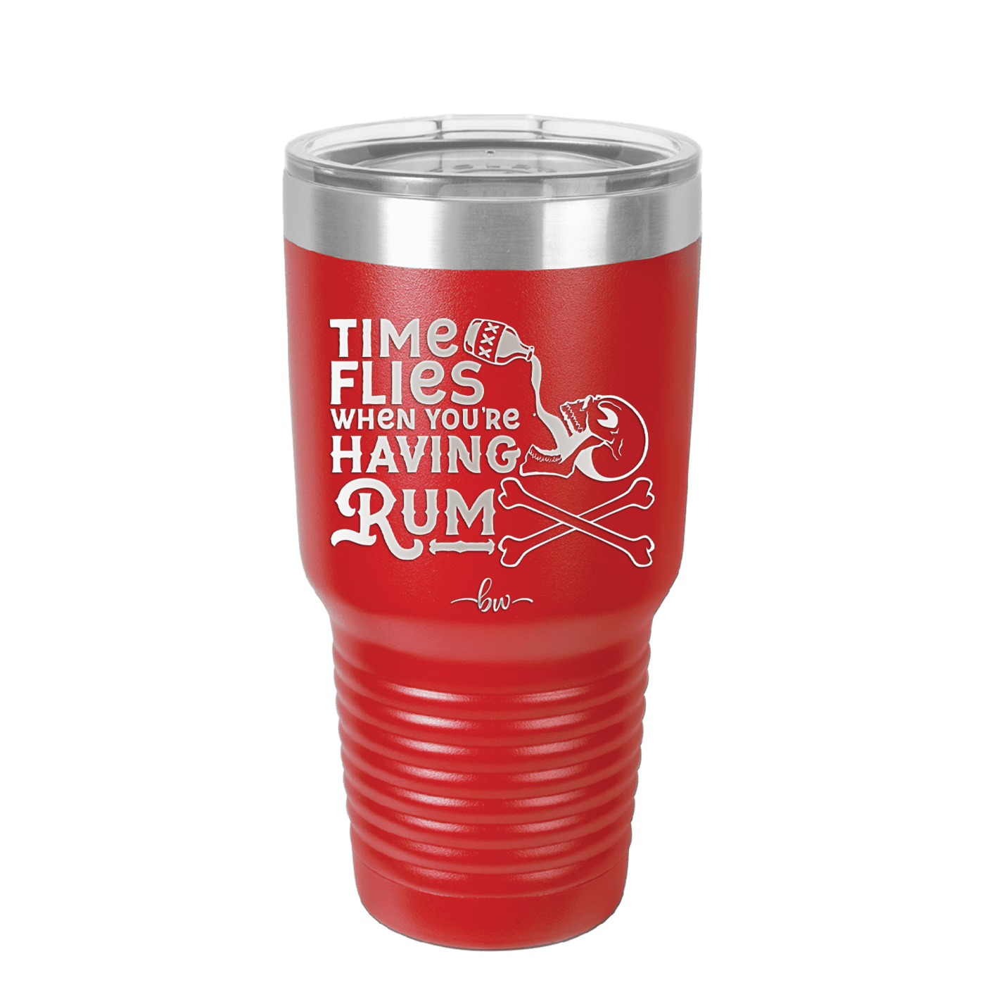 Time Flies When You're Having Rum 3 - Laser Engraved Stainless Steel Drinkware - 1424 -