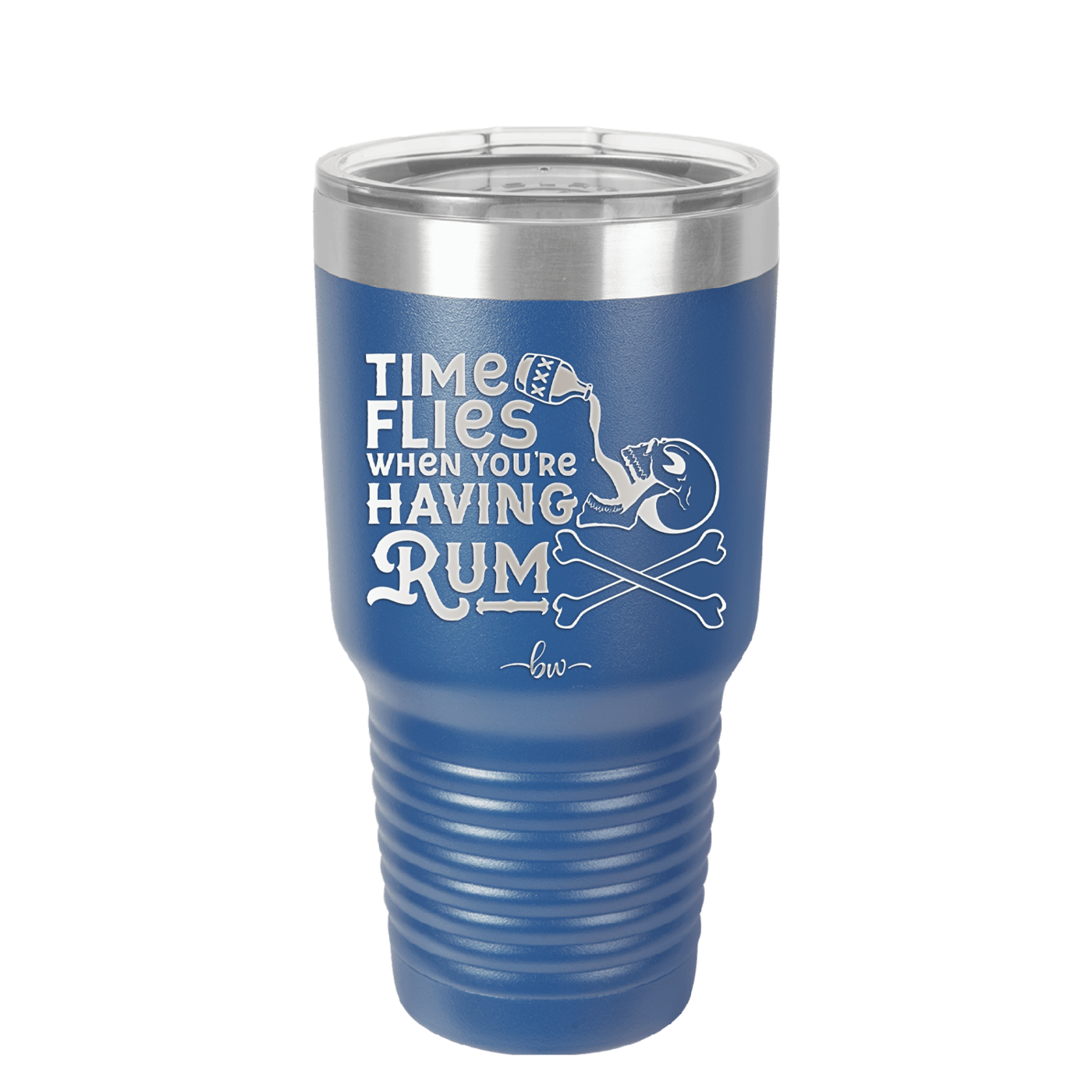 Time Flies When You're Having Rum 3 - Laser Engraved Stainless Steel Drinkware - 1424 -