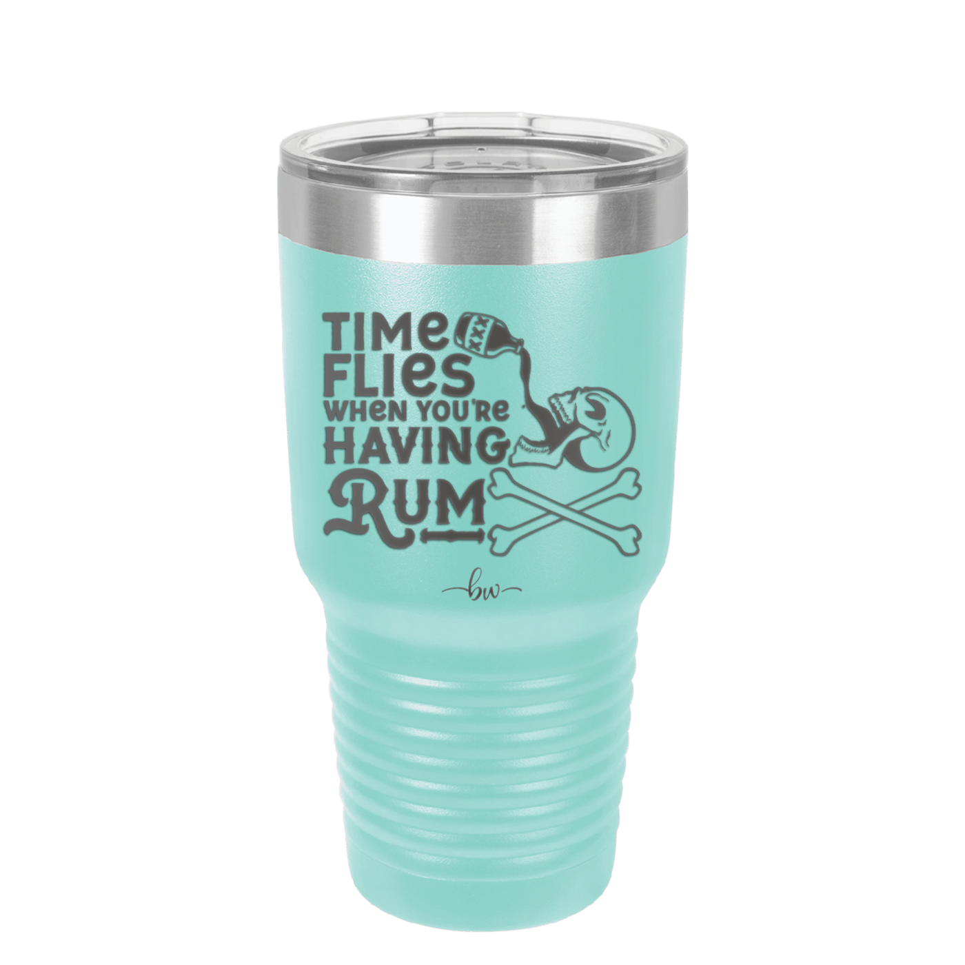 Time Flies When You're Having Rum 3 - Laser Engraved Stainless Steel Drinkware - 1424 -