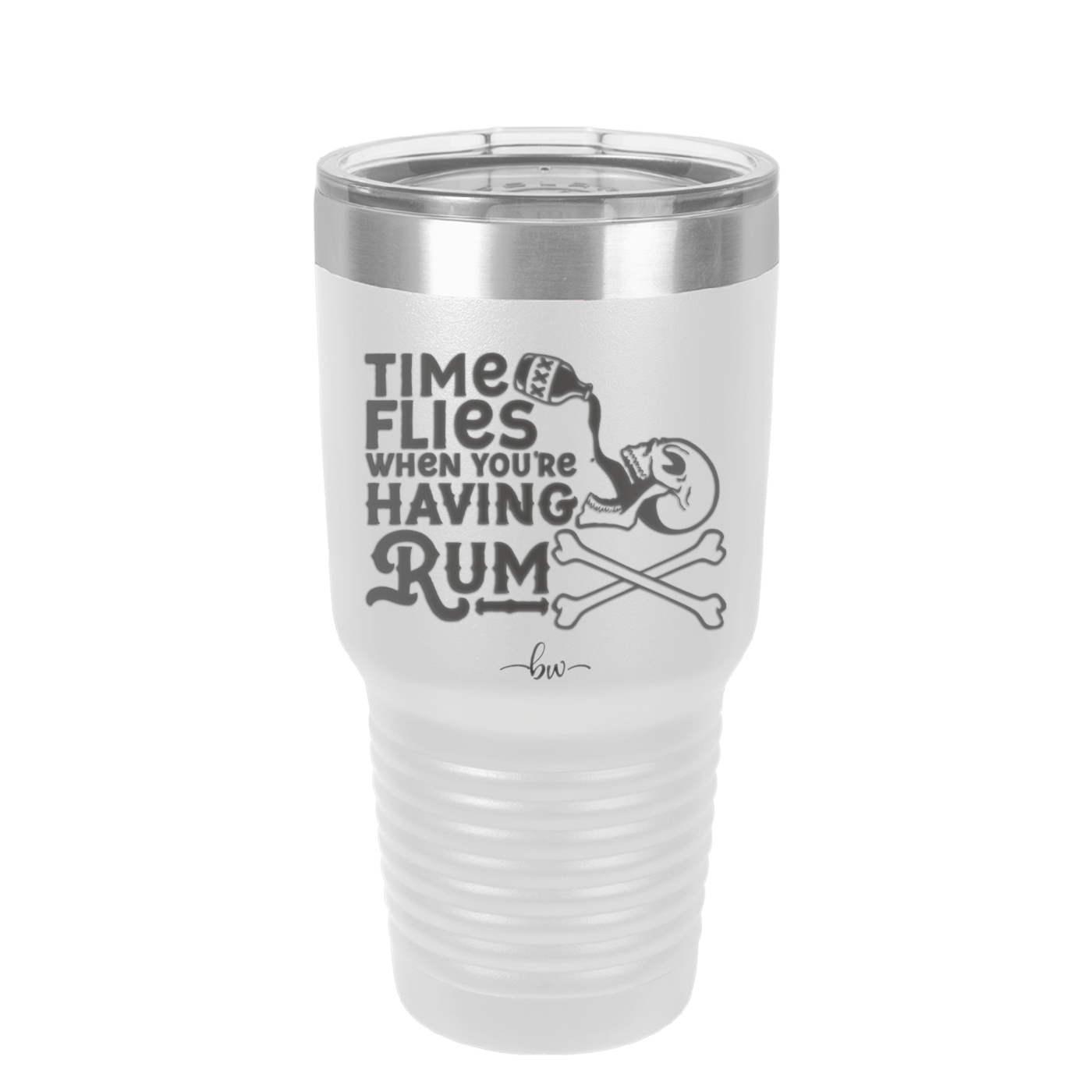 Time Flies When You're Having Rum 3 - Laser Engraved Stainless Steel Drinkware - 1424 -