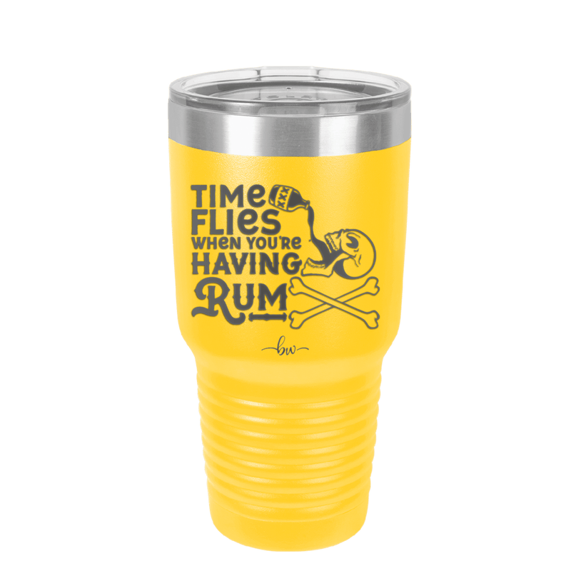 Time Flies When You're Having Rum 3 - Laser Engraved Stainless Steel Drinkware - 1424 -