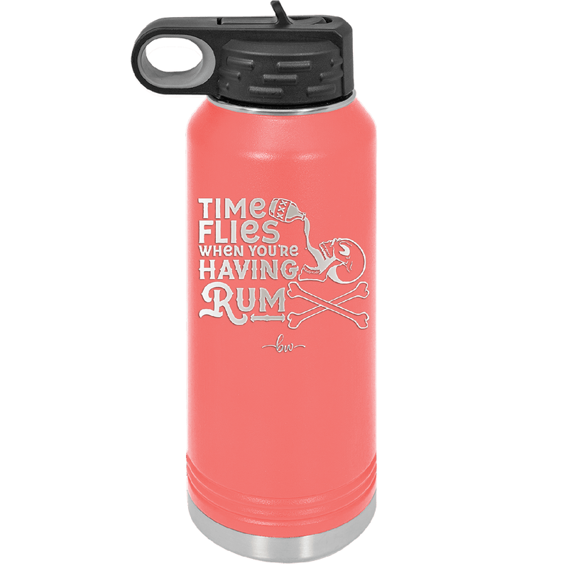 Time Flies When You're Having Rum 3 - Laser Engraved Stainless Steel Drinkware - 1424 -