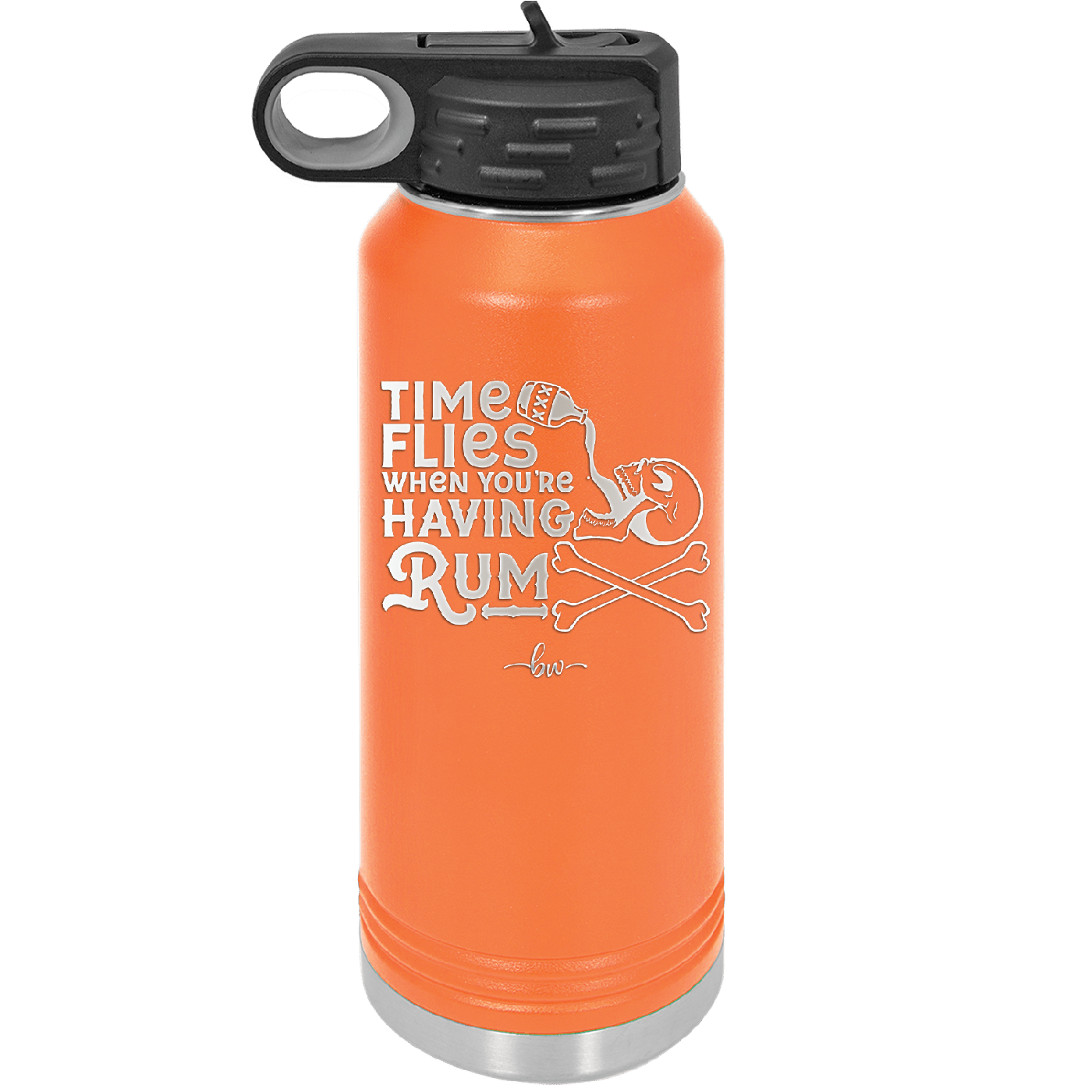 Time Flies When You're Having Rum 3 - Laser Engraved Stainless Steel Drinkware - 1424 -