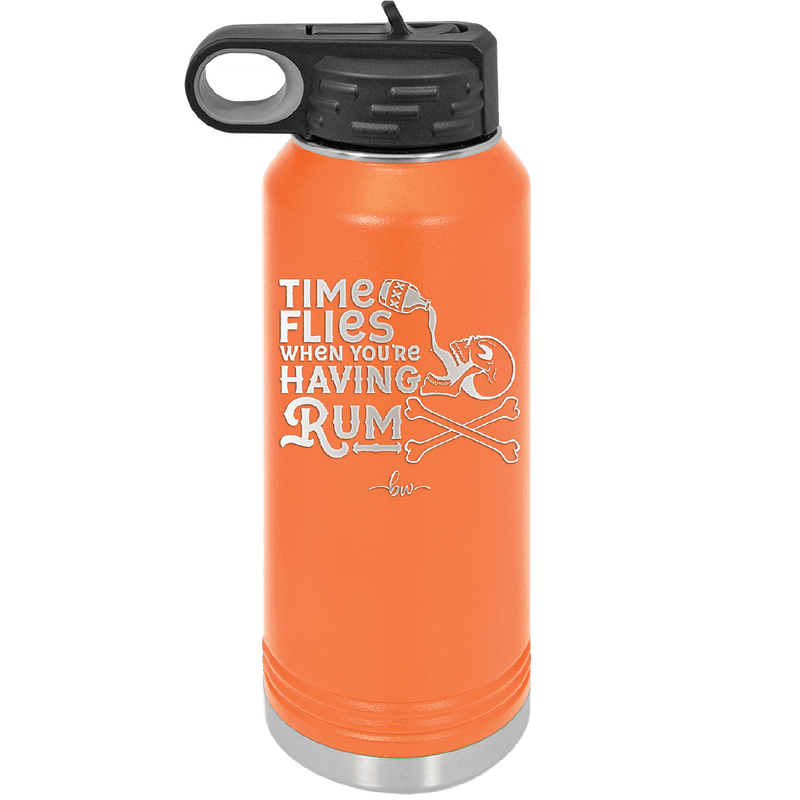 Time Flies When You're Having Rum 3 - Laser Engraved Stainless Steel Drinkware - 1424 -