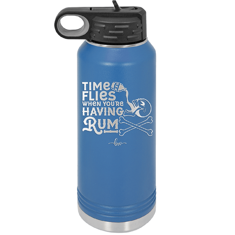 Time Flies When You're Having Rum 3 - Laser Engraved Stainless Steel Drinkware - 1424 -
