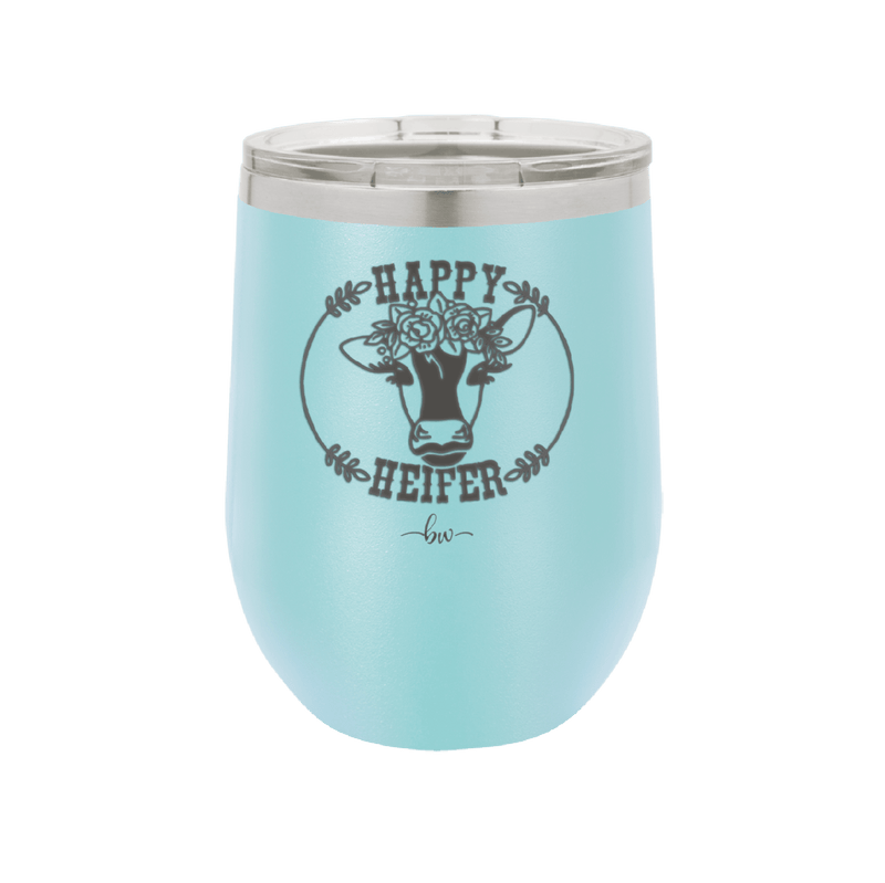 Happy Heifer Floral - Laser Engraved Stainless Steel Drinkware - 1483 -