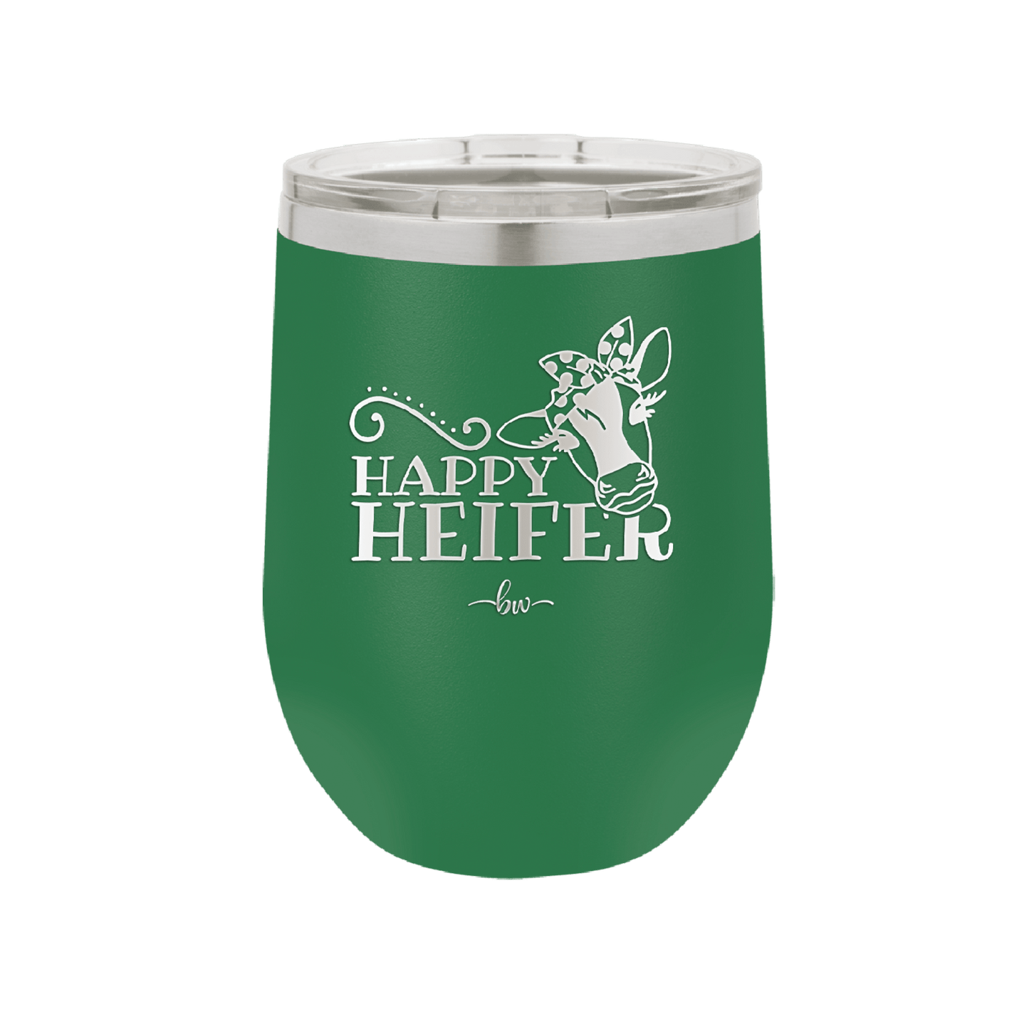Happy Heifer Polka Dots - Laser Engraved Stainless Steel Drinkware - 1484 -