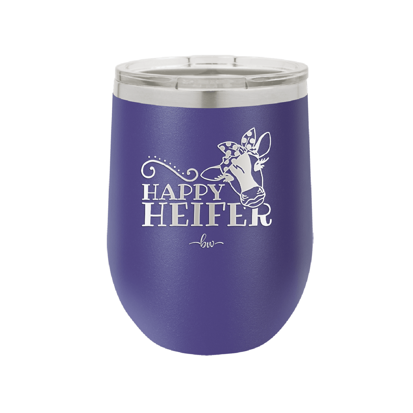 Happy Heifer Polka Dots - Laser Engraved Stainless Steel Drinkware - 1484 -