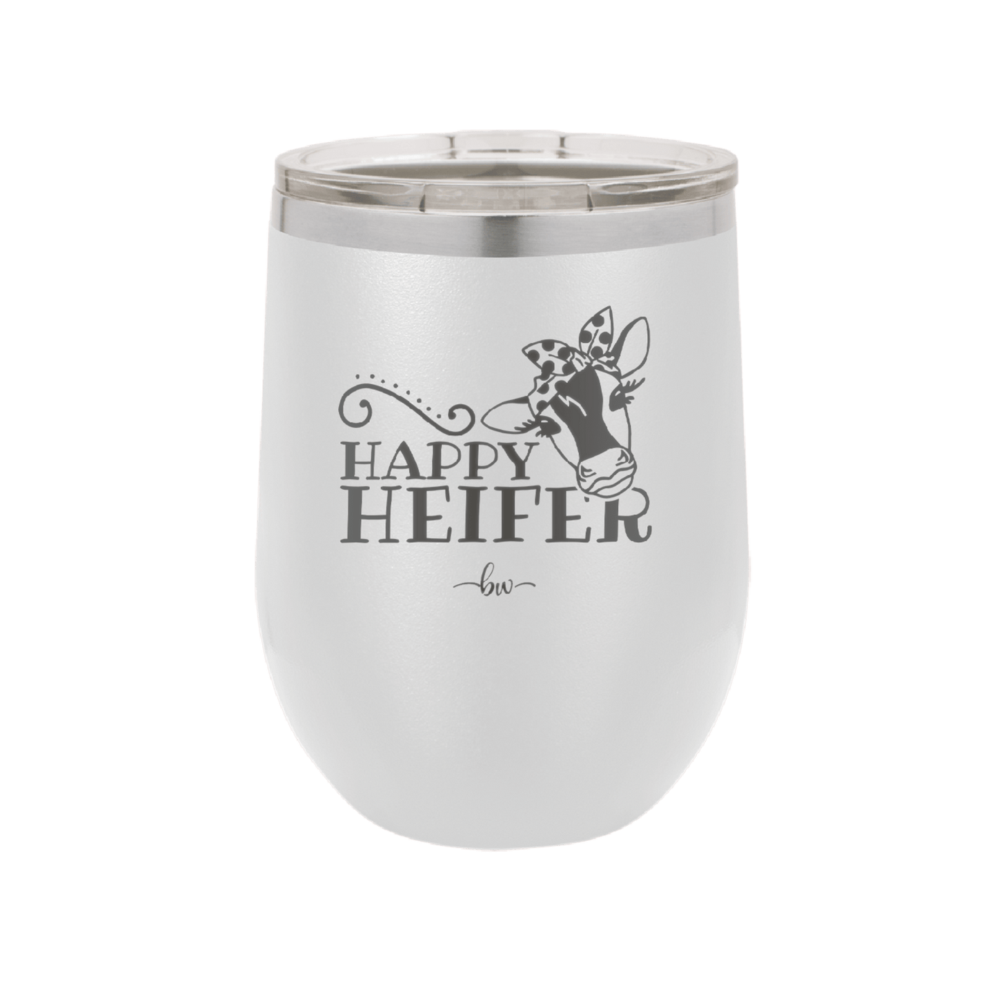 Happy Heifer Polka Dots - Laser Engraved Stainless Steel Drinkware - 1484 -