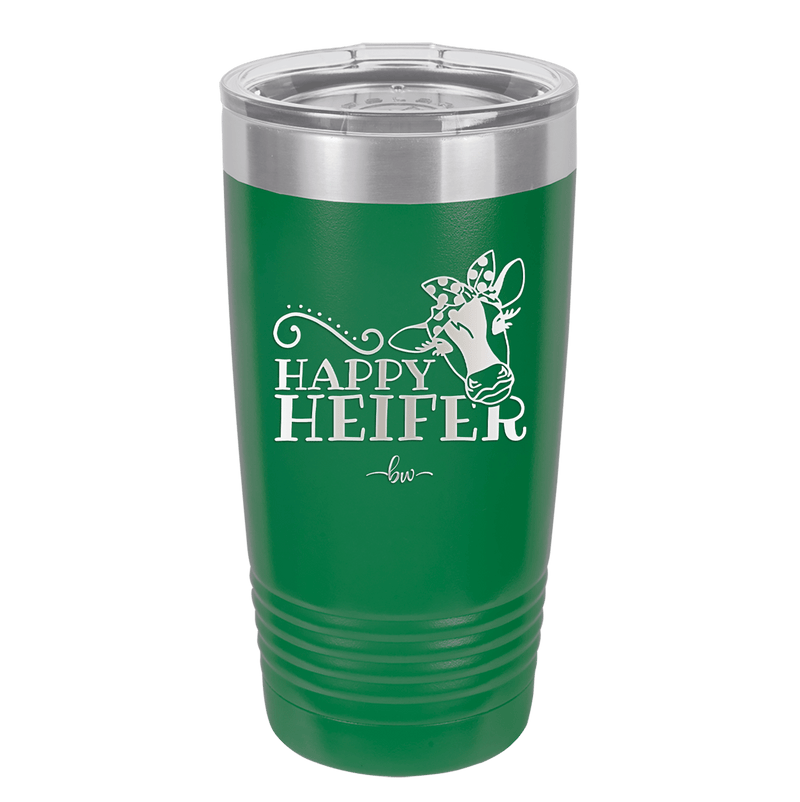 Happy Heifer Polka Dots - Laser Engraved Stainless Steel Drinkware - 1484 -