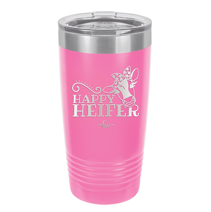 Happy Heifer Polka Dots - Laser Engraved Stainless Steel Drinkware - 1484 -