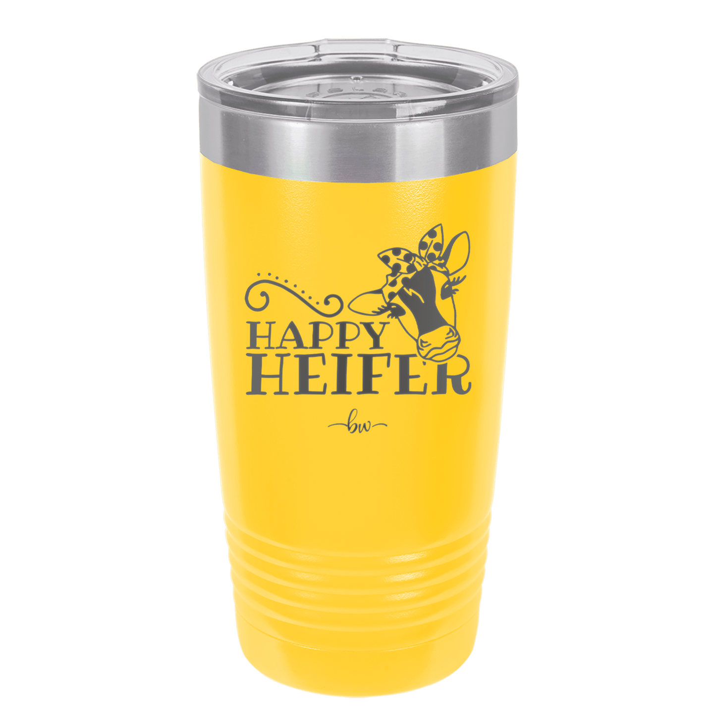 Happy Heifer Polka Dots - Laser Engraved Stainless Steel Drinkware - 1484 -