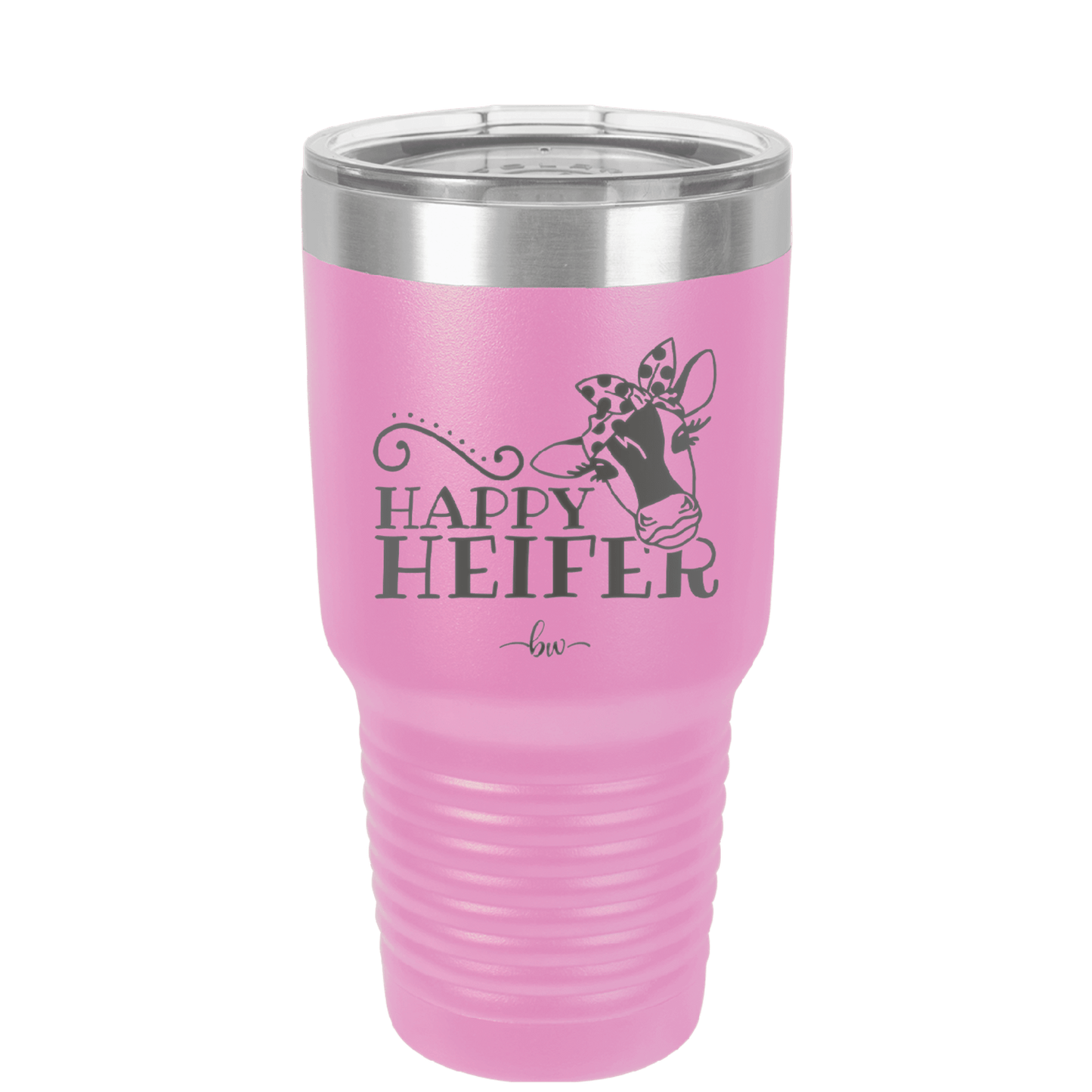 Happy Heifer Polka Dots - Laser Engraved Stainless Steel Drinkware - 1484 -