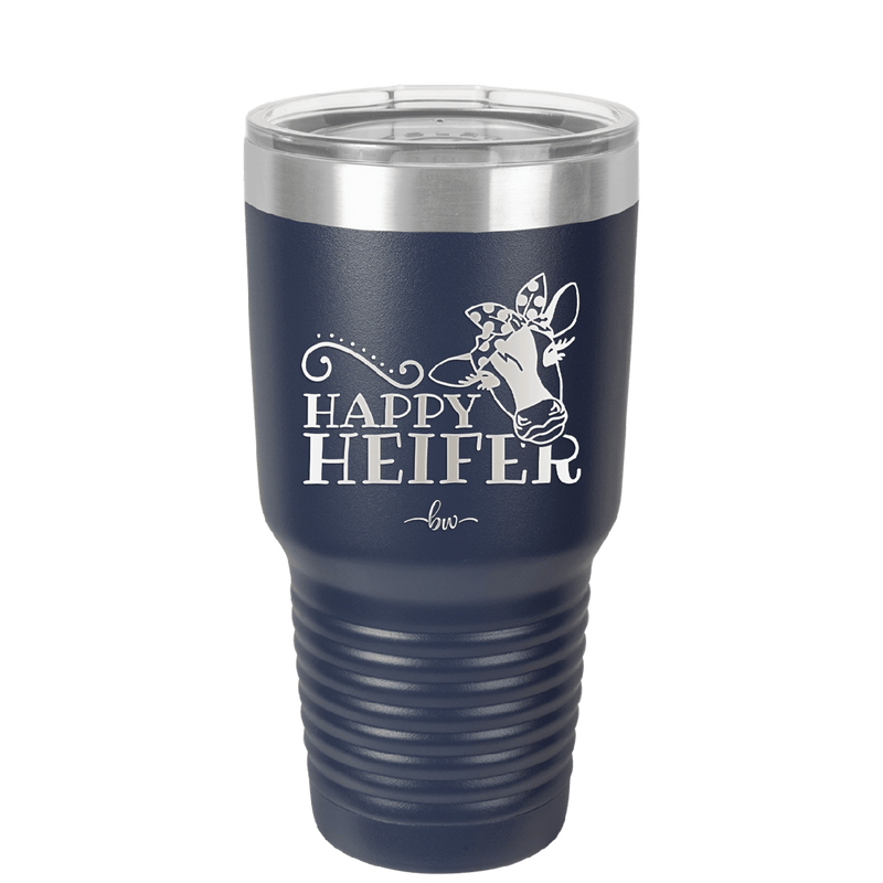 Happy Heifer Polka Dots - Laser Engraved Stainless Steel Drinkware - 1484 -