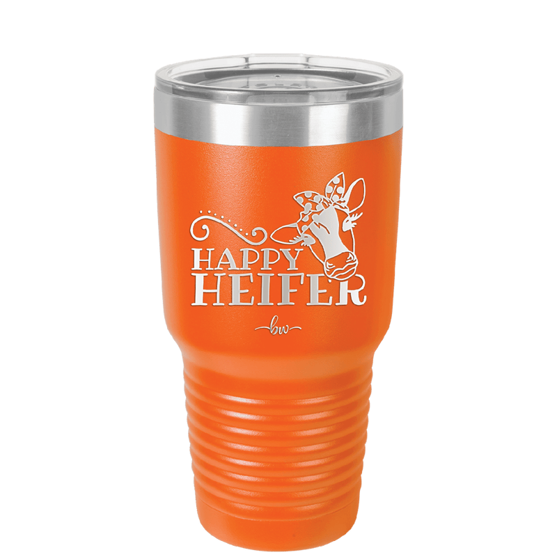 Happy Heifer Polka Dots - Laser Engraved Stainless Steel Drinkware - 1484 -