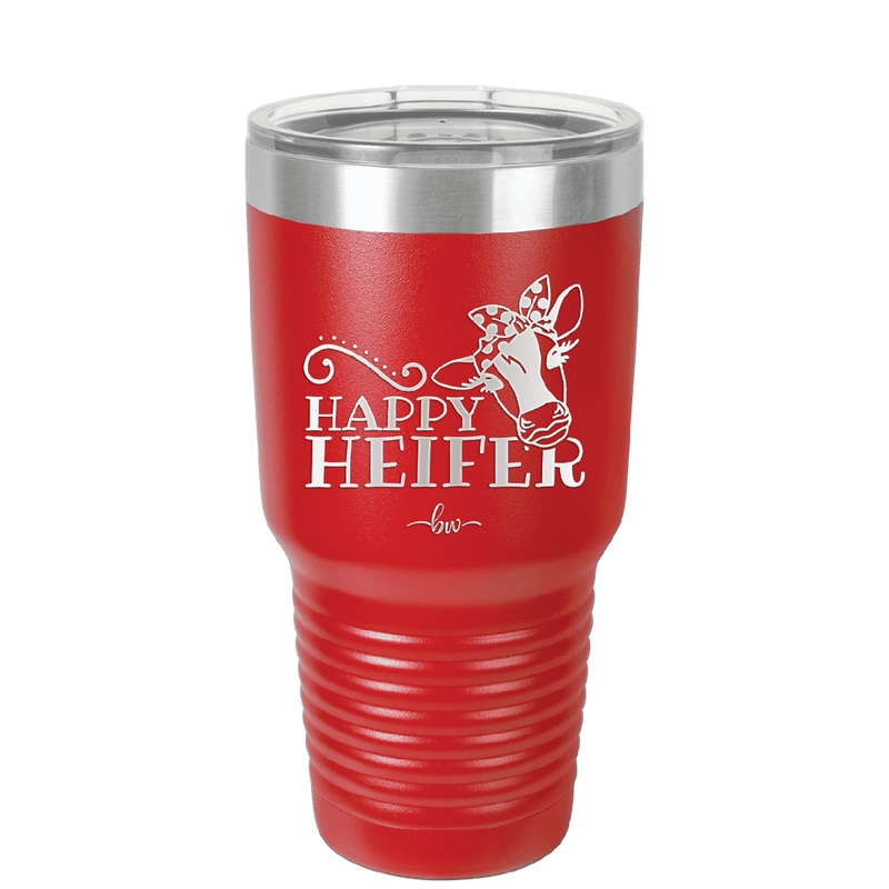 Happy Heifer Polka Dots - Laser Engraved Stainless Steel Drinkware - 1484 -