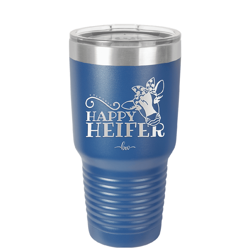 Happy Heifer Polka Dots - Laser Engraved Stainless Steel Drinkware - 1484 -