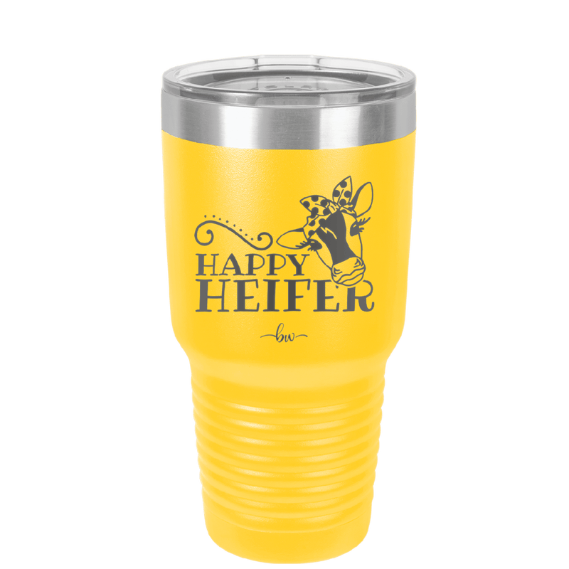Happy Heifer Polka Dots - Laser Engraved Stainless Steel Drinkware - 1484 -