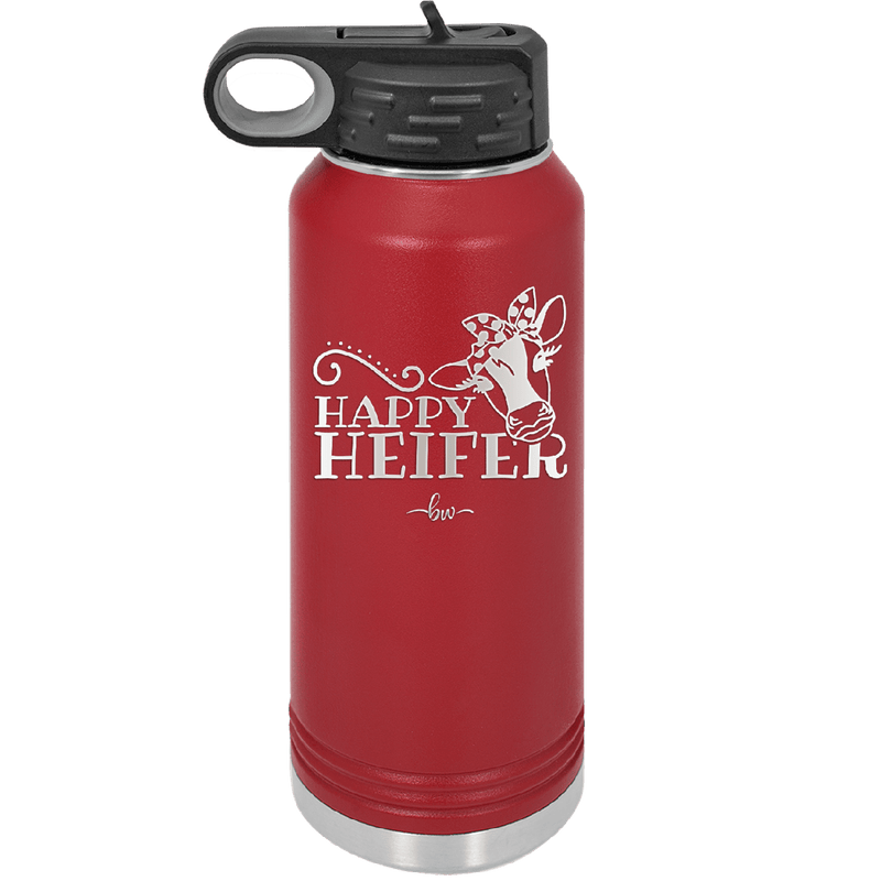 Happy Heifer Polka Dots - Laser Engraved Stainless Steel Drinkware - 1484 -