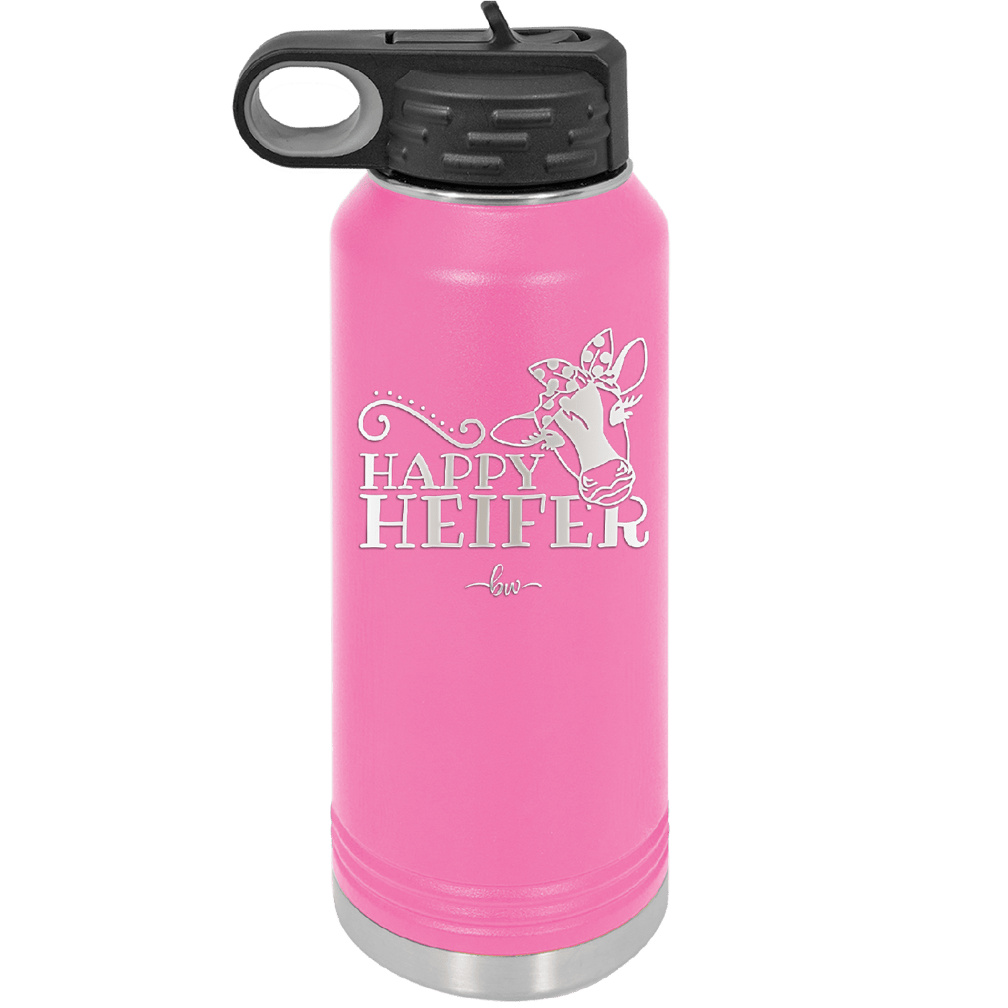 Happy Heifer Polka Dots - Laser Engraved Stainless Steel Drinkware - 1484 -