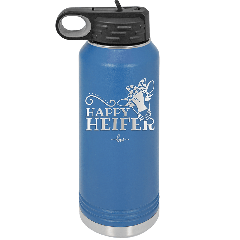 Happy Heifer Polka Dots - Laser Engraved Stainless Steel Drinkware - 1484 -