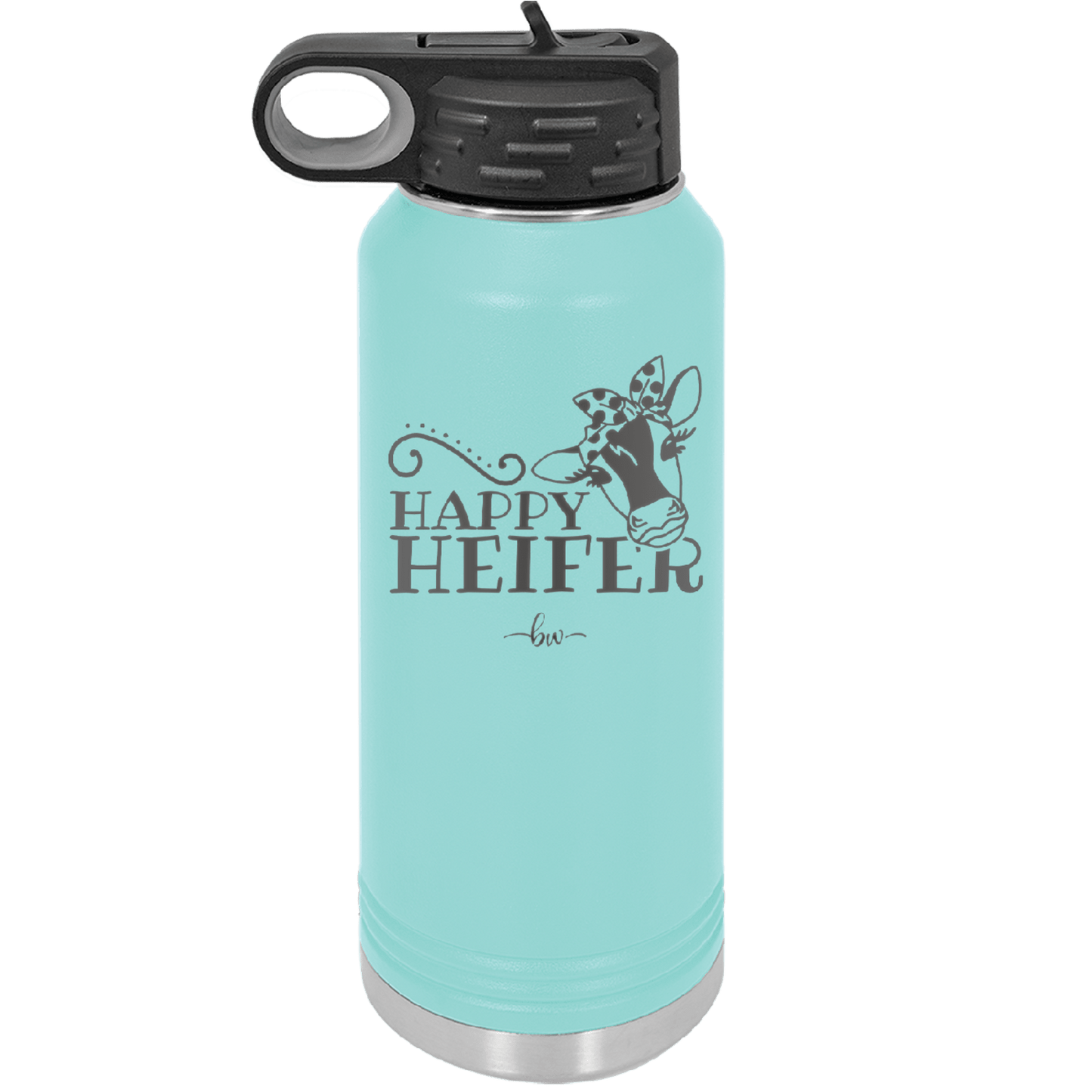 Happy Heifer Polka Dots - Laser Engraved Stainless Steel Drinkware - 1484 -