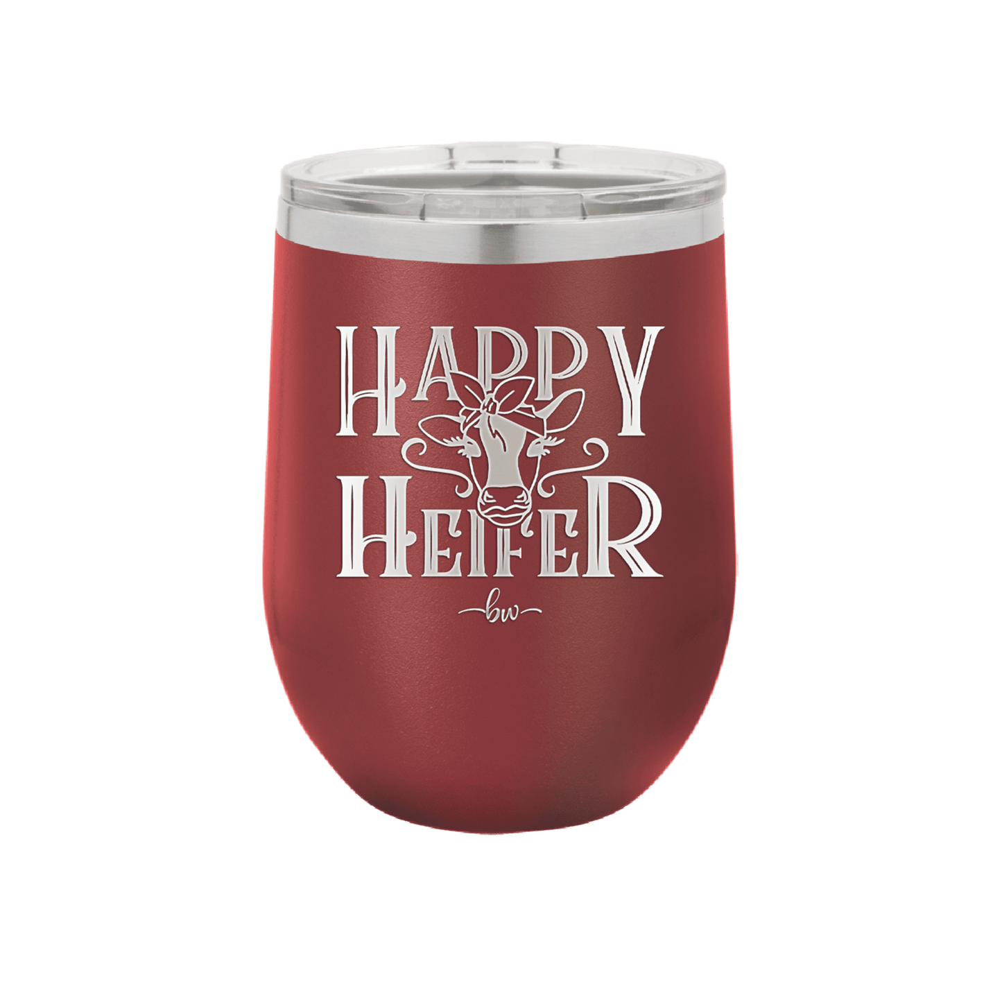 Happy Heifer Bow - Laser Engraved Stainless Steel Drinkware - 1485 -