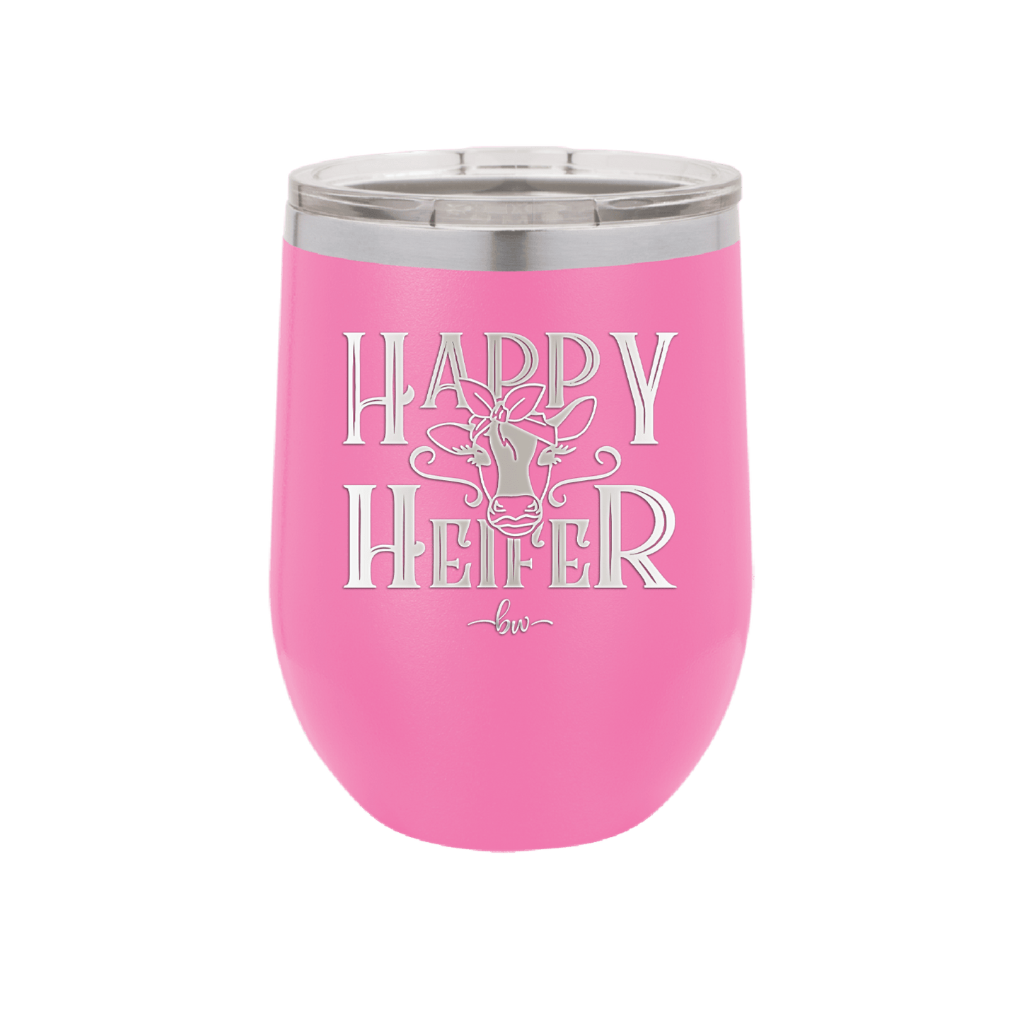 Happy Heifer Bow - Laser Engraved Stainless Steel Drinkware - 1485 -