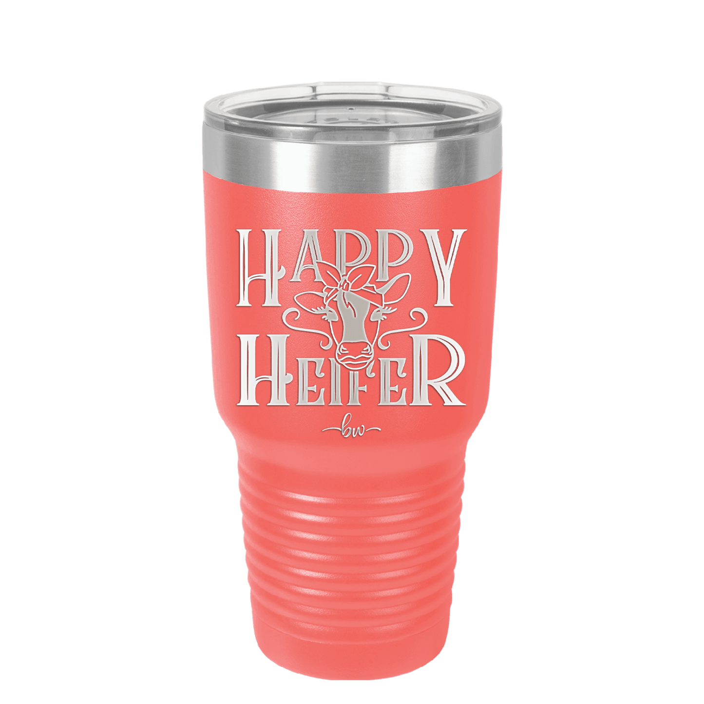 Happy Heifer Bow - Laser Engraved Stainless Steel Drinkware - 1485 -