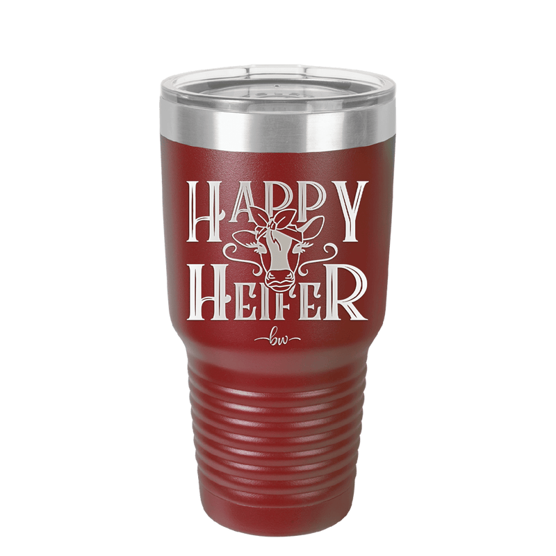 Happy Heifer Bow - Laser Engraved Stainless Steel Drinkware - 1485 -
