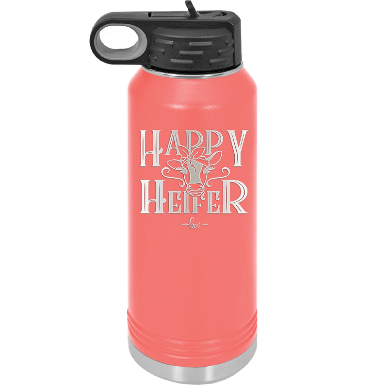 Happy Heifer Bow - Laser Engraved Stainless Steel Drinkware - 1485 -