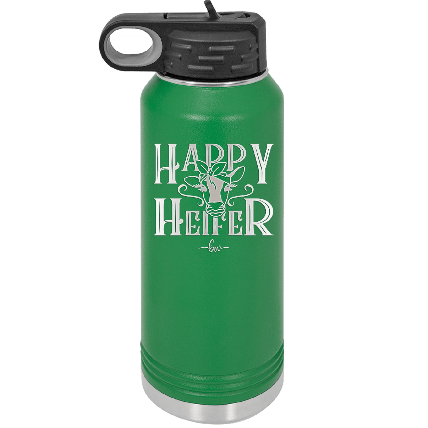 Happy Heifer Bow - Laser Engraved Stainless Steel Drinkware - 1485 -