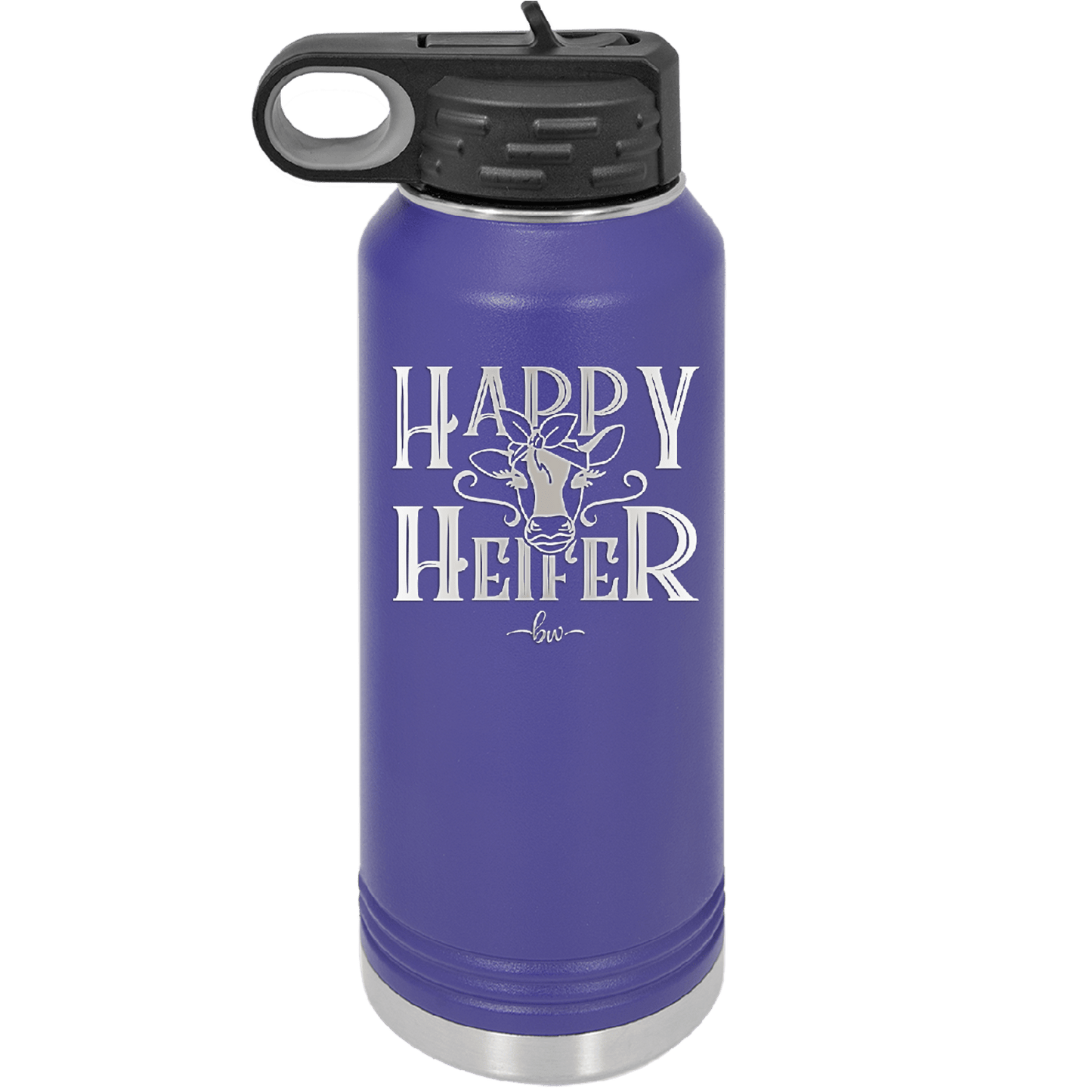 Happy Heifer Bow - Laser Engraved Stainless Steel Drinkware - 1485 -