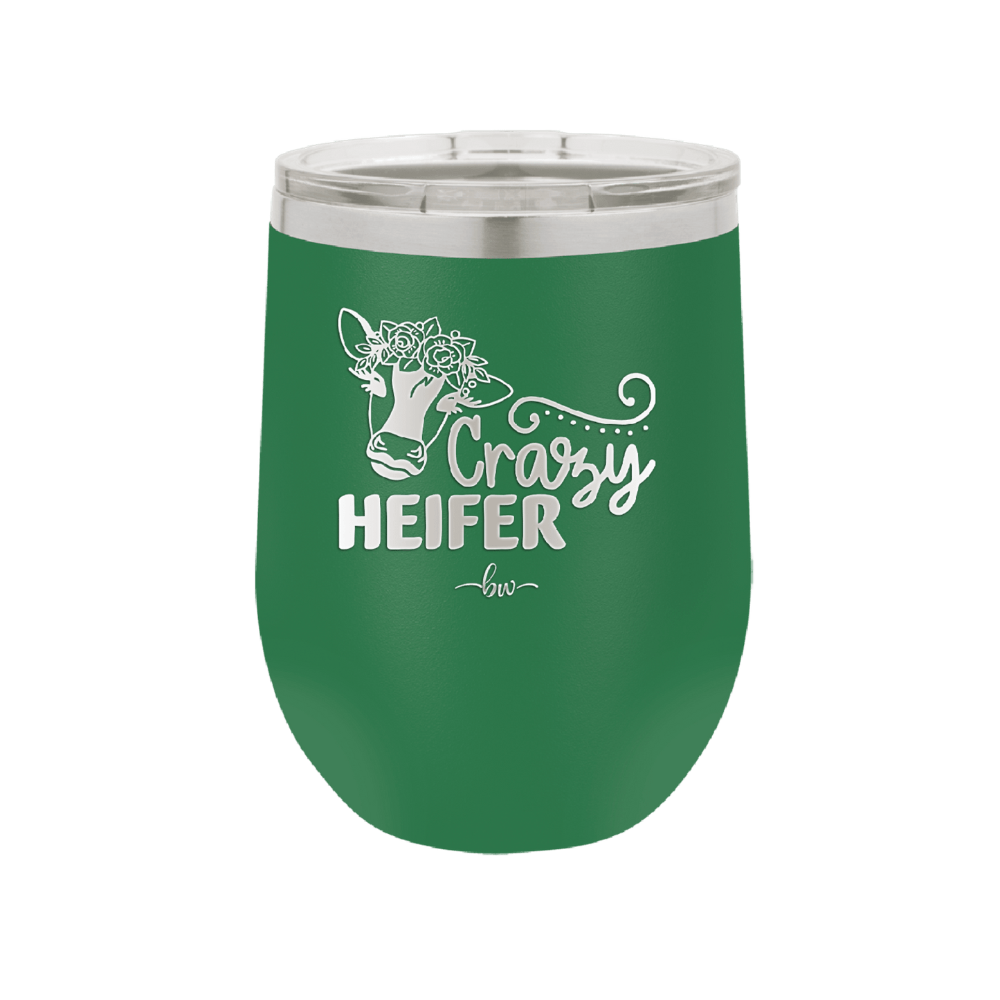 Crazy Heifer Floral - Laser Engraved Stainless Steel Drinkware - 1486 -
