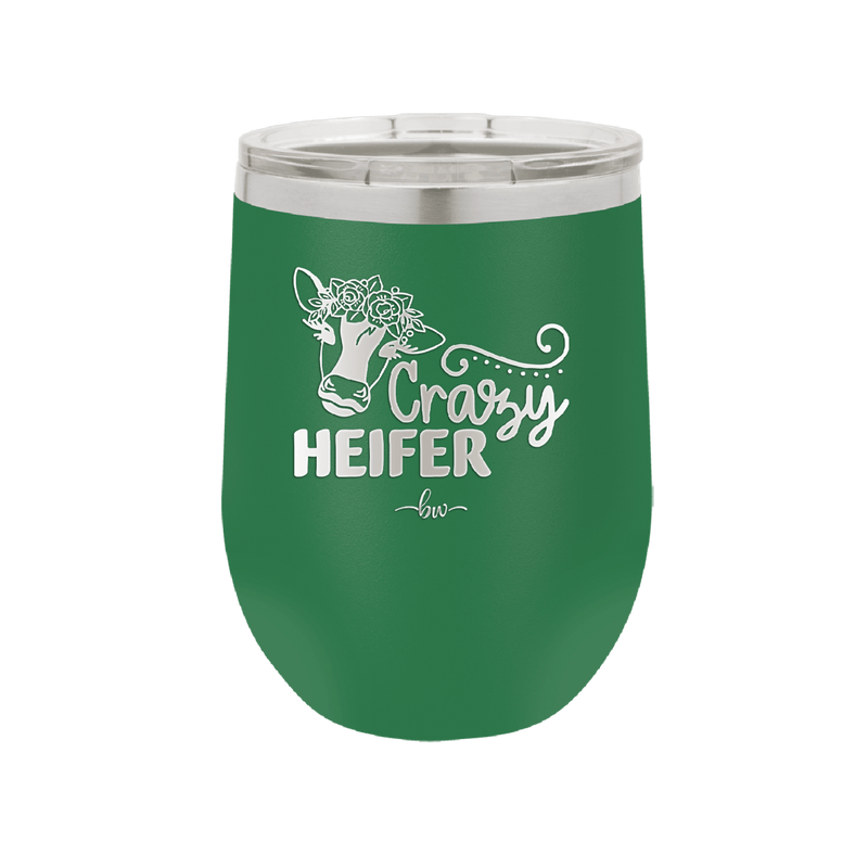 Crazy Heifer Floral - Laser Engraved Stainless Steel Drinkware - 1486 -