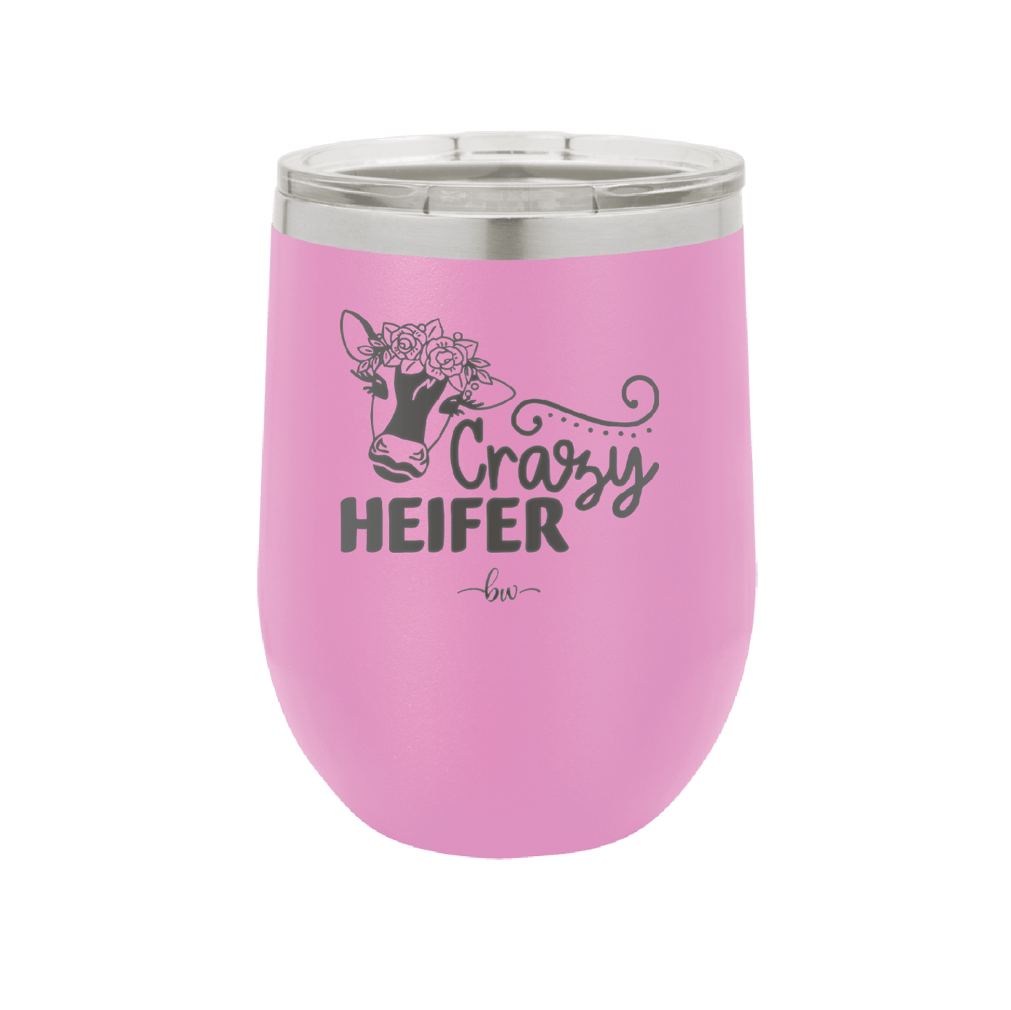 Crazy Heifer Floral - Laser Engraved Stainless Steel Drinkware - 1486 -