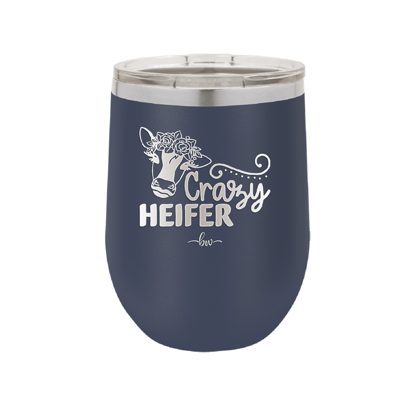 Crazy Heifer Floral - Laser Engraved Stainless Steel Drinkware - 1486 -
