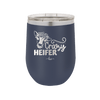 Crazy Heifer Floral - Laser Engraved Stainless Steel Drinkware - 1486 -