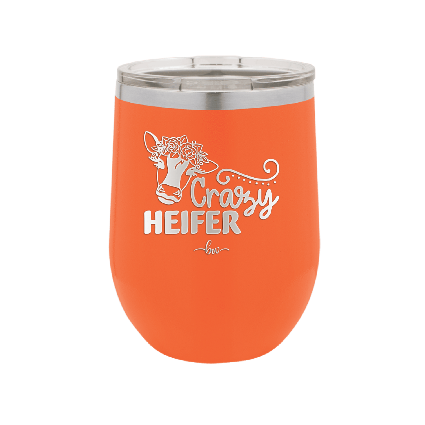 Crazy Heifer Floral - Laser Engraved Stainless Steel Drinkware - 1486 -