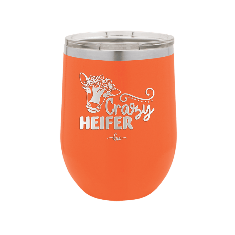 Crazy Heifer Floral - Laser Engraved Stainless Steel Drinkware - 1486 -