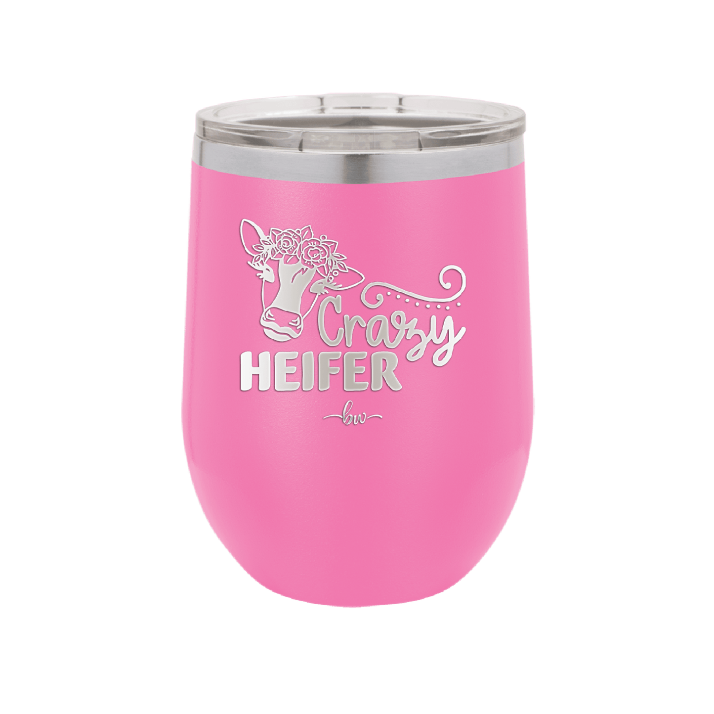 Crazy Heifer Floral - Laser Engraved Stainless Steel Drinkware - 1486 -